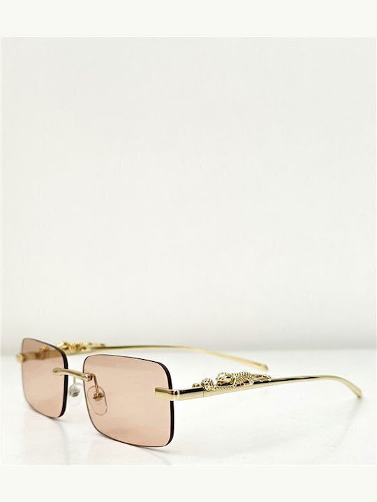 Looks Style Eyewear Унисекс Слънчеви Очила с Златен Метален Рамка и Кафяви Преливащи Стъкла