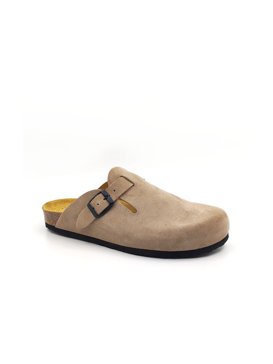 Plakton Afelpado Leather Anatomic Clogs Beige