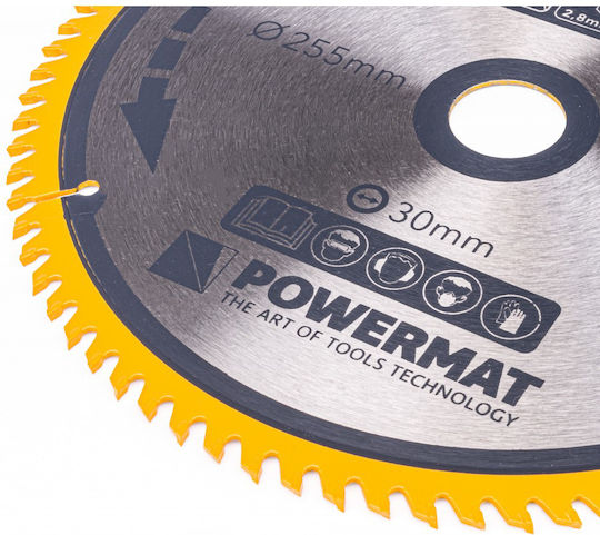 Powermat Δίσκος Κοπής Ξύλου με 80 Δόντια 255mm