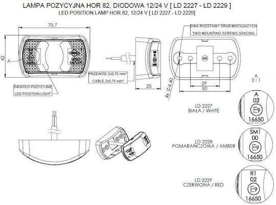 Horpol Lumina de Volum a Camionului 12V - Alb LD2227