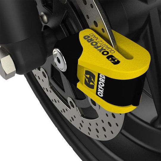Oxford Quartz Motorcycle Disc Brake Lock with Alarm & 10mm Pin in Yellow 04471