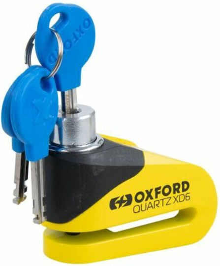 Oxford Quartz XD6 Motorcycle Disc Brake Lock with 6mm Pin in Yellow