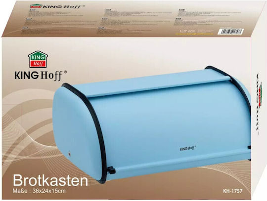 KING Hoff Кутия за хляб с капак Inox Син 36x24x15см