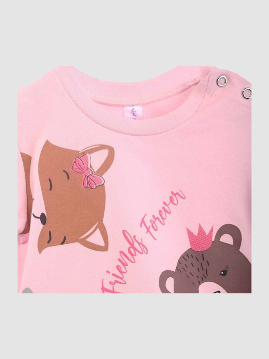 Kids Clothing Set with Leggings Summer 2 Pieces Pink Best Friends