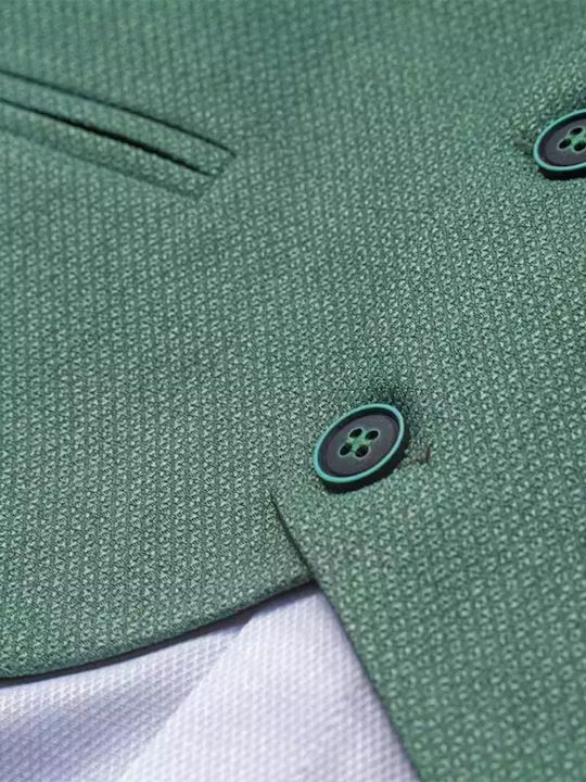 Online Boys Baptism Suit with Vest 4pcs Green