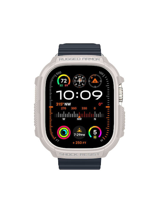 Spigen Rugged Armor Silikonhülle in Beige Farbe für Apple Watch Ultra 1/2
