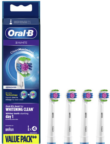 Oral-B 3D White CleanMaximiser Electric Toothbrush Replacement Heads 4pcs