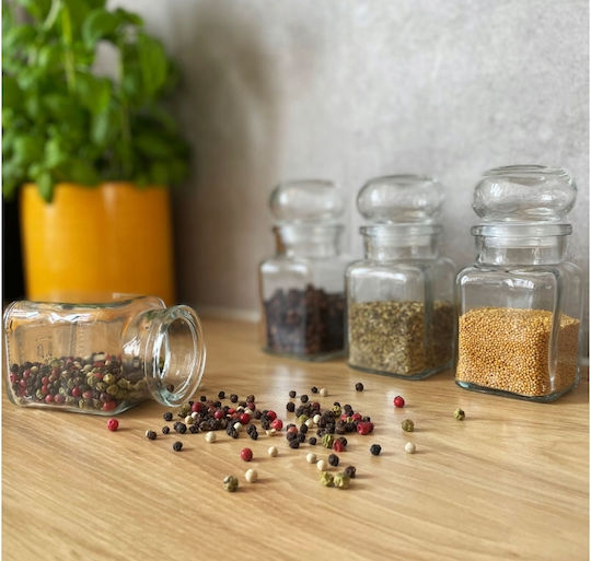 Excellent Houseware Σετ 4τμχ Βάζα Γενικής Χρήσης με Καπάκι Γυάλινο Διάφανο 150ml 4τμχ