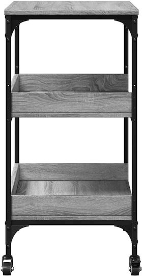 vidaXL Wooden Kitchen Trolley 3 Tiers Gray 60x41x80.5cm