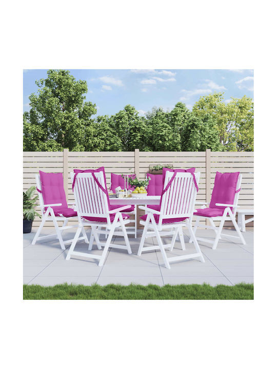 vidaXL Wasserdichtes Gartenstuhlkissen mit Rückenlehne Rosa 6 Stück 50x120cm