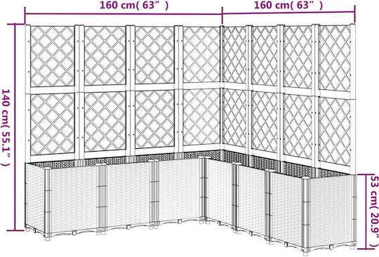vidaXL Ζαρντινιέρα Πλαστική Μαύρη 160x160x140εκ.