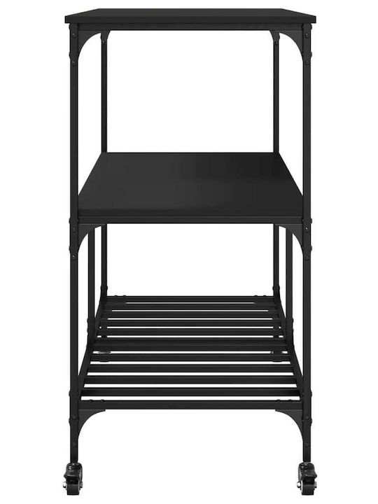 vidaXL vidaXL Holz Küchenwagen Mit 3 Ebenen Schwarz 100x50x95cm
