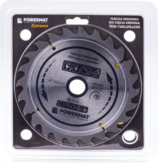 Powermat Δίσκος Κοπής Ξύλου με 24 Δόντια 160mm