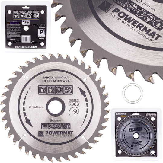 Powermat Cutting Disc Wood Hole Diameter 160mm with 40 Teeth 1pcs