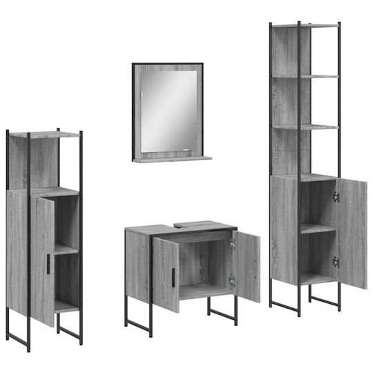 vidaXL Möbelset Waschtisch ohne Waschbecken mit Spiegel L33xB33xH60cm Grey Sonoma