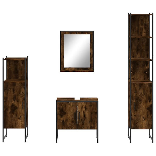 vidaXL Möbelset Waschtisch ohne Waschbecken mit Spiegel L33xB33xH60cm Smoky Oak