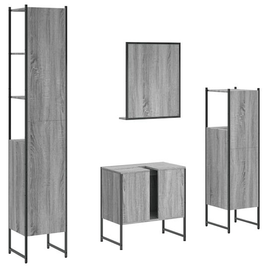 vidaXL Möbelset Waschtisch ohne Waschbecken mit Spiegel L33xB33xH60cm Grey Sonoma