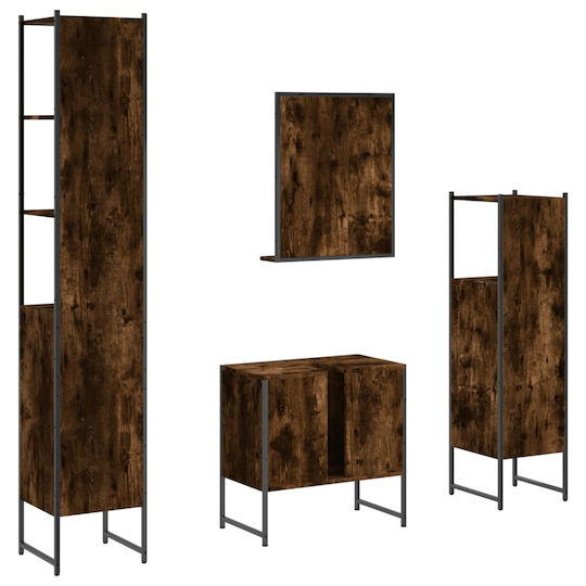 vidaXL Möbelset Waschtisch ohne Waschbecken mit Spiegel L33xB33xH60cm Smoky Oak