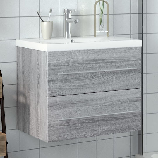 vidaXL Ντουλάπι Πάγκος με Νιπτήρα Μ60xΒ38.5xΥ48cm Γκρι