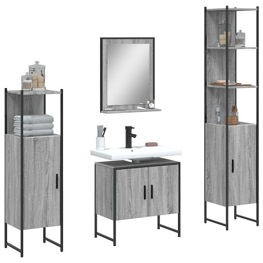 vidaXL Möbelset Waschtisch ohne Waschbecken mit Spiegel L33xB33xH60cm Grey Sonoma