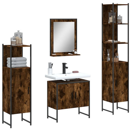 vidaXL Möbelset Waschtisch ohne Waschbecken mit Spiegel L33xB33xH60cm Smoky Oak
