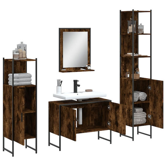 vidaXL Möbelset Waschtisch ohne Waschbecken mit Spiegel L33xB33xH60cm Smoky Oak