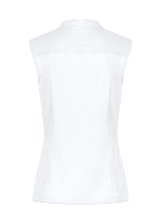 MORE & MORE Women's Blouse Sleeveless with V Neckline White