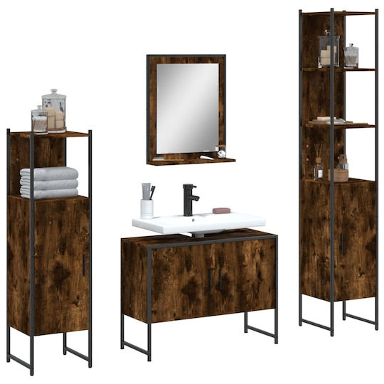 vidaXL Möbelset Waschtisch ohne Waschbecken mit Spiegel L33xB33xH60cm Smoky Oak
