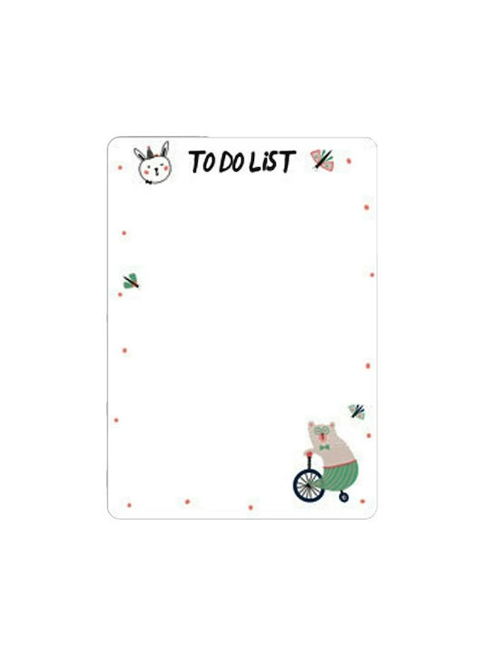 Sticker magnetic pentru frigider Listă de sarcini Memento Desen Colorat 21 x 29,7 cm Alb Animal pe bicicletă Oferte originale
