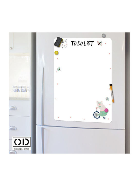 Magnetic Sticker Refrigerator To Do List Tasks Reminder Drawing Coloring 21 X 29.7 Cm White Animal On Bike Original Deals