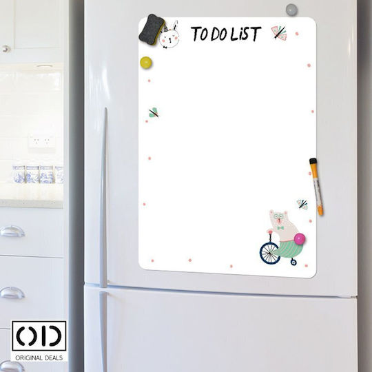 Magnetic Sticker Refrigerator To Do List Tasks Reminder Drawing Coloring 21 X 29.7 Cm White Animal On Bike Original Deals