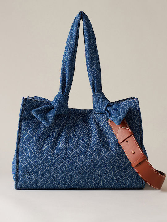 Borbonese Leather Women's Bag Shoulder Blue