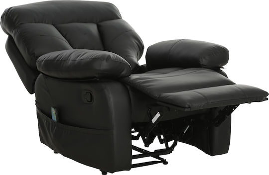 Grate Relax Armchair Massage with Footstool from Leatherette Black 89x97x105cm