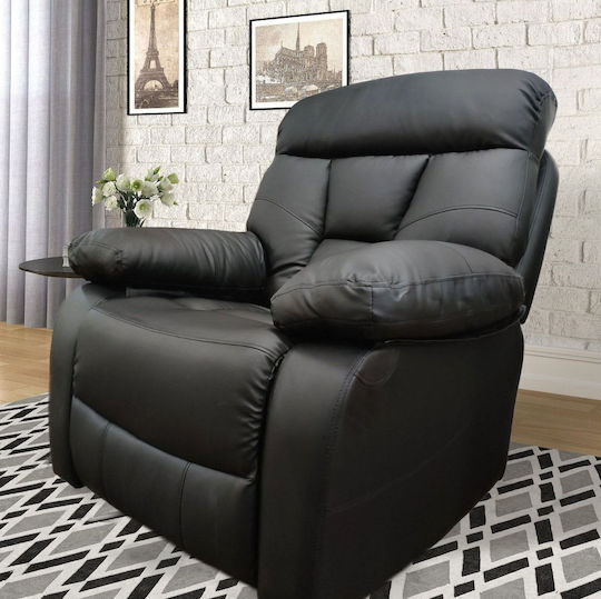 Grate Relax Armchair Massage with Footstool from Leatherette Black 89x97x105cm