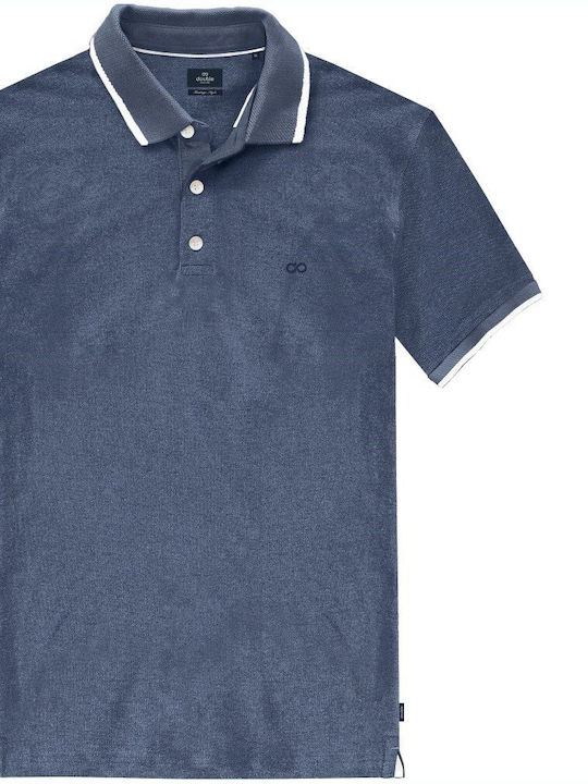 Double Men's Short Sleeve Blouse Polo Blue