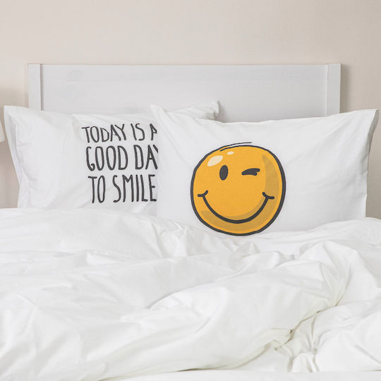 Borea Smile Σετ Μαξιλαροθήκες Λευκό 50x70εκ.