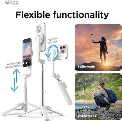 Elago Selfie Stick Cell Phone Tripod with Bluetooth White