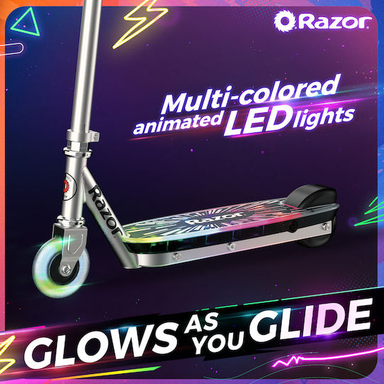 Razor Color Rave Trotinetă Electrică Pentru Copii Cu Viteză Maximă De 12km/h Și Autonomie De 6km În Culoare Argintie