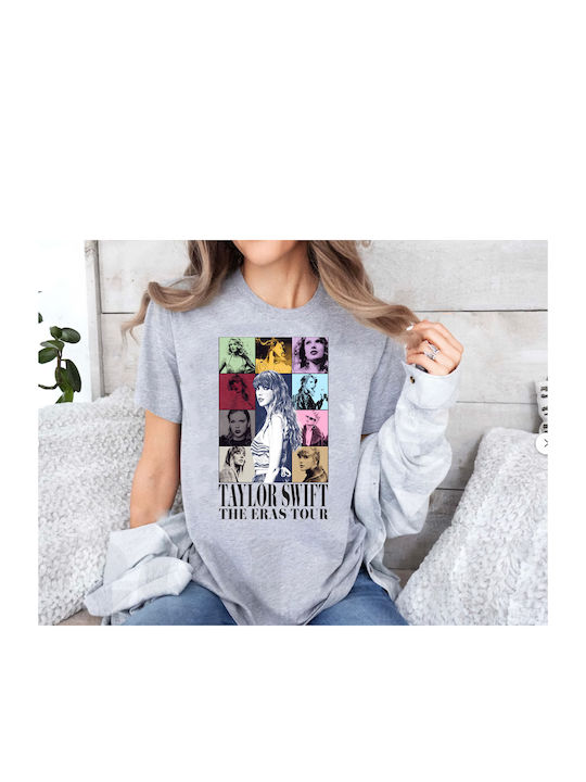 Fruit of the Loom Taylor Swift The Eras Tour T-shirt Gray Cotton