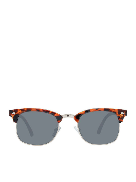 Aviator Unisex Sunglasses with Brown Tartaruga Frame and Gray Lens