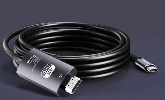 Zenwire HDMI 2.0 Премиум Високоскоростен 4K 60Hz HDR Кабел HDMI Мъжки - USB-C Мъжки 2м Сив