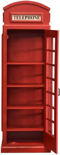 Bookcase London Calling Red 64x40x180cm 24-0693 Bookcase London Calling Red 64x40x180cm 24-0693