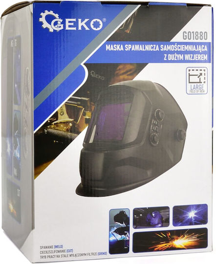 Geko Mască Electronică de Sudură cu Câmp Vizual 93x93mm Neagră