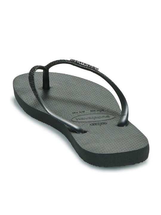 Slim Glitter II Flip Flops in Black Colour