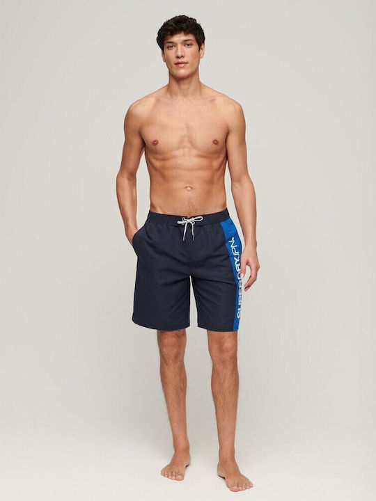 M D2 Men's Swimwear Bermuda Navy Blue with Patterns