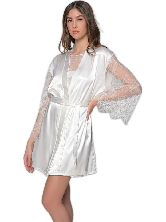 Milena by Paris Summer Women's Satin Robe Ivory Coast Milena by Paris Summer Women's Satin Robe Ivory Coast