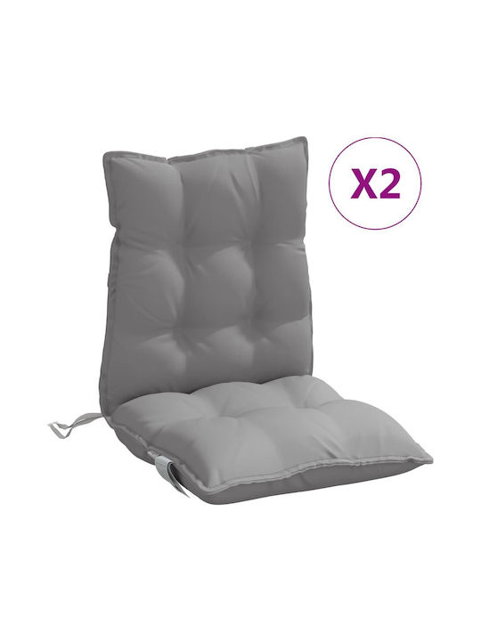 vidaXL Waterproof Garden Chair Cushion Grey 2pcs 50x100cm.