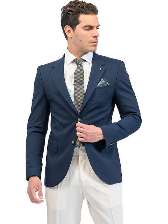 Summer Men’s Suit Jacket with Slim Fit Blue