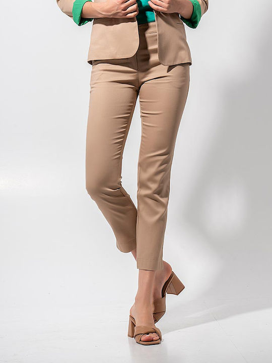 Maki Philosophy Women's Chino Trousers in Slim Fit Beige