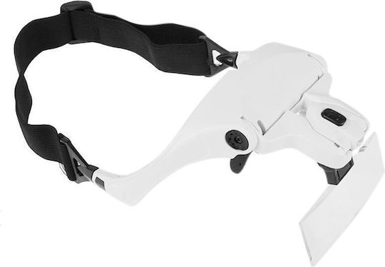 5 Lenses 1.0x-3.5x Loupe Glasses Bracket Headband Magnifier 2 LED Lights Eye Magnification Goggles Magnifying Tool White